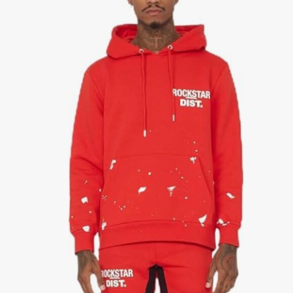 ROCKSTAR ORIGINALS Men's Raffer Graphic Hoodie Size L in Red - Picture 1 of 7